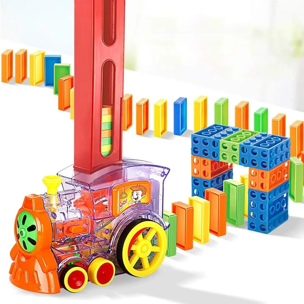 Automatic Domino Brick Laying Toy Train Set (7012W)