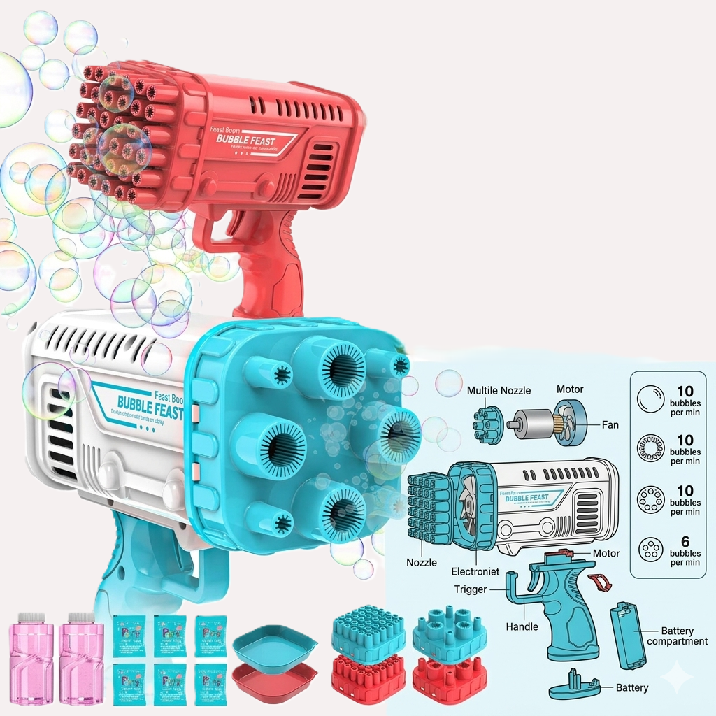 Bazooka Electric Automatic Bubble Gun (2188-65) - Image 2