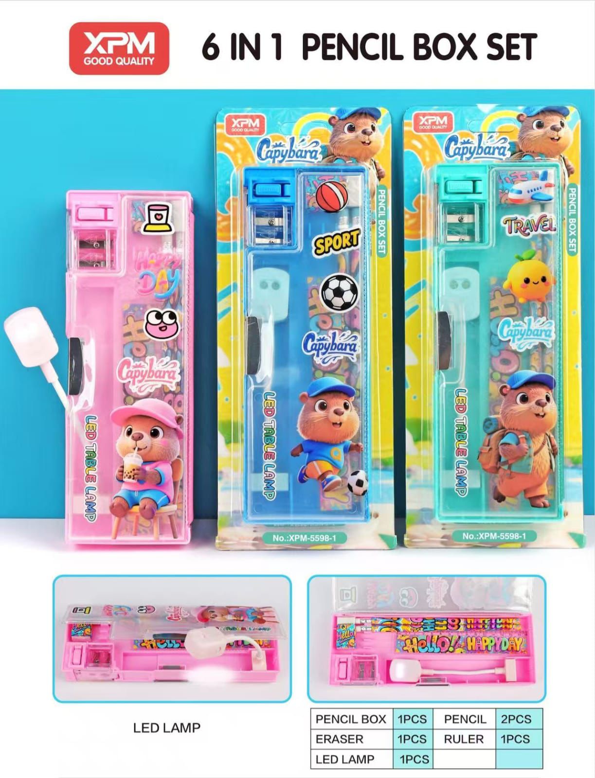 Six and one pencil box set led lamp