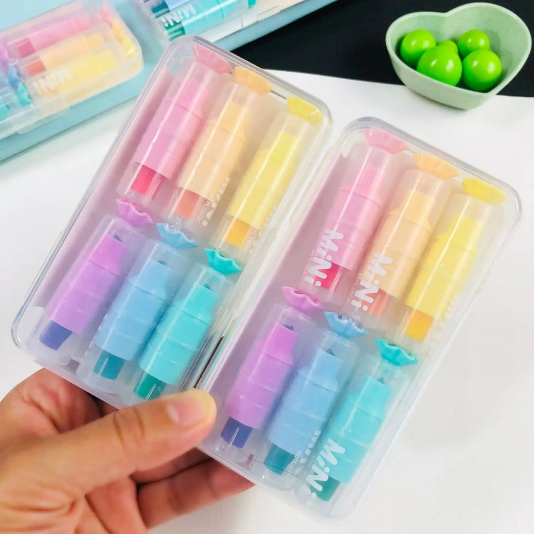 6Pcs Sugar Candy Color Highlighter Pen