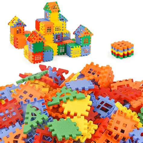 Multi-Color Interlocking House Building Blocks Playset - Image 4