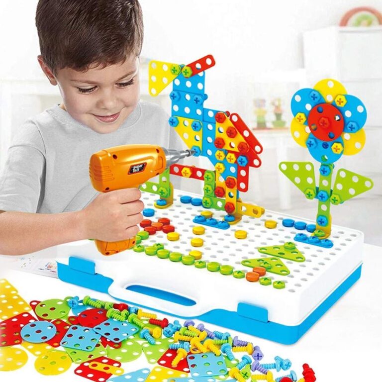 Creative DIY Power Drill & Mosaic Design Building Set (144 Pieces)