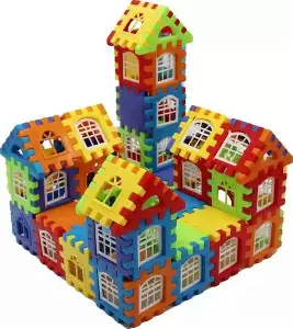 Multi-Color Interlocking House Building Blocks Playset - Image 5