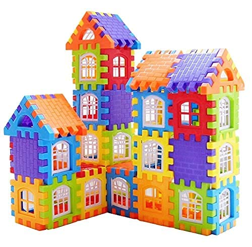Multi-Color Interlocking House Building Blocks Playset