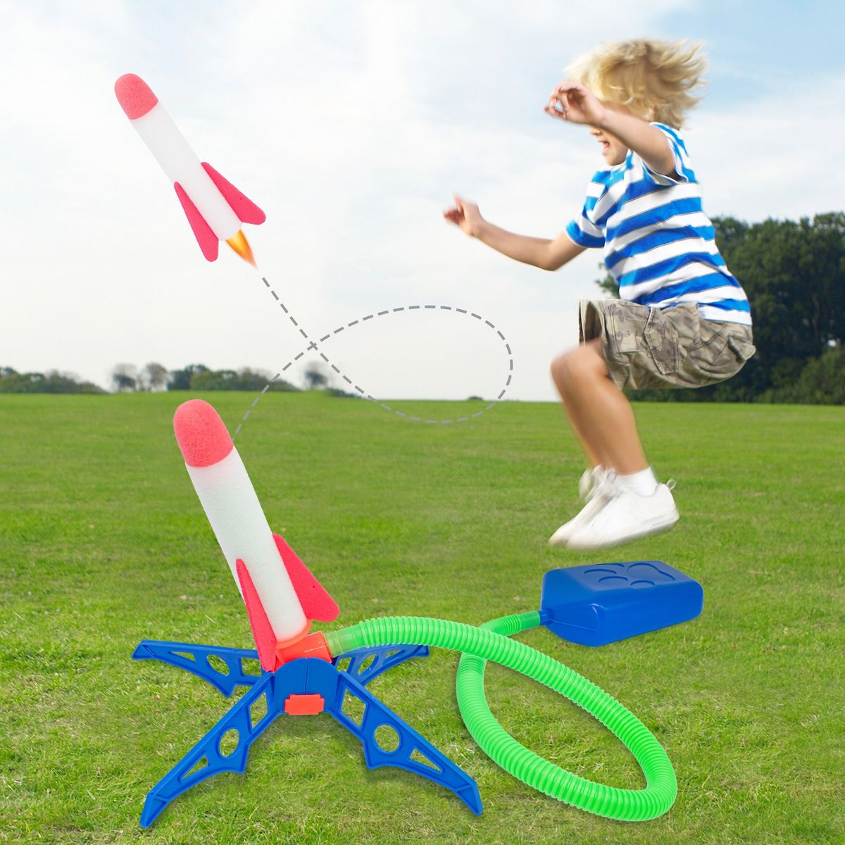 High-Flying Air-Powered Foam Rocket Launcher Playset