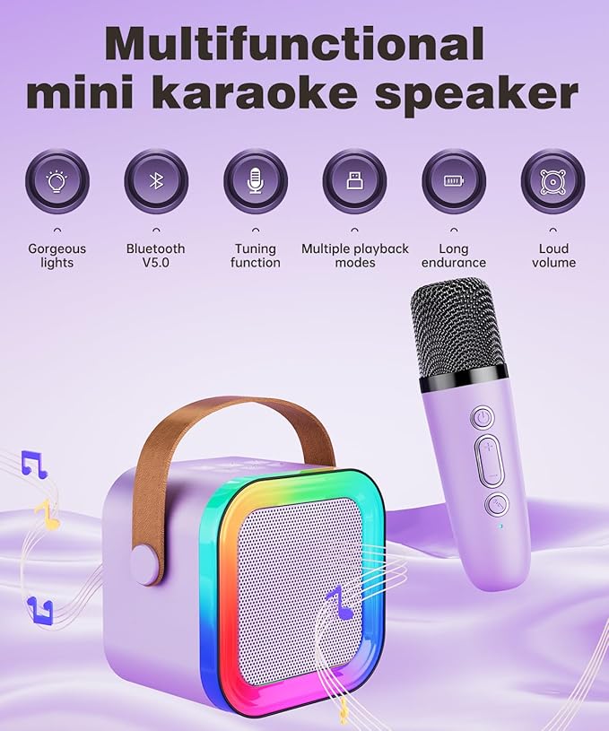 Mini Portable Karaoke Machine Speaker with Wireless Microphone