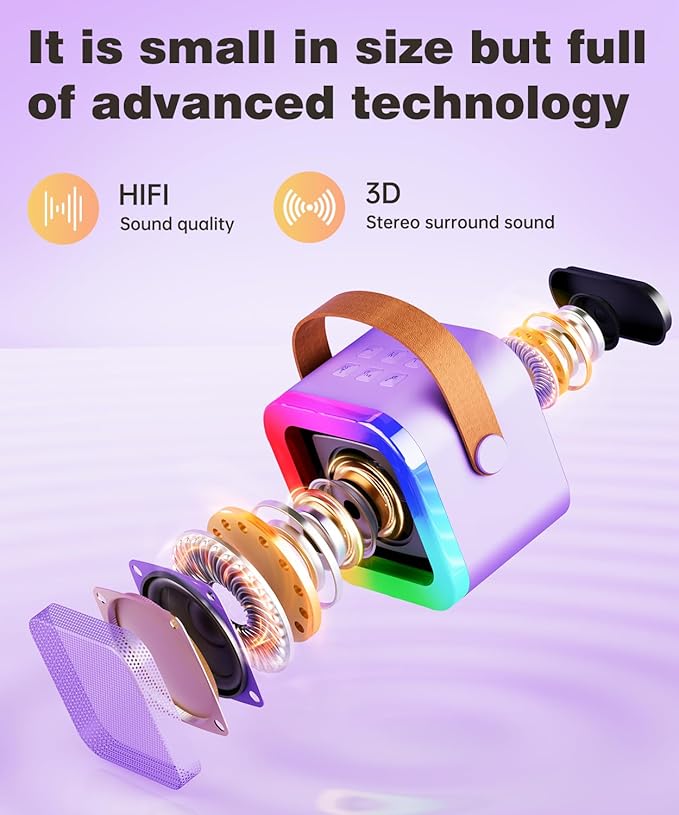Mini Portable Karaoke Machine Speaker with Wireless Microphone - Image 4