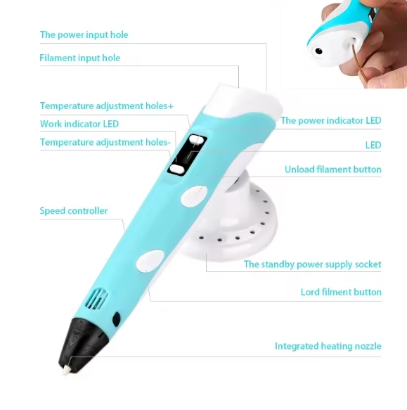 Professional 3D Printing Pen with LED Display & PLA Filament Kit