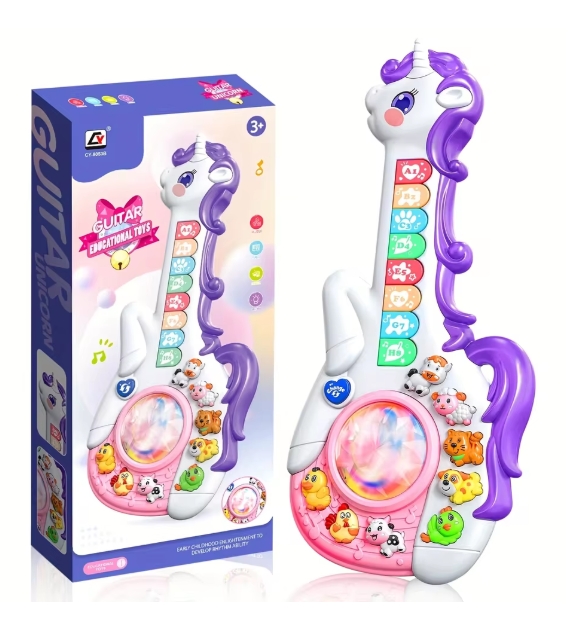 Unicorn Shape Kids Musical Learning Guitar Toy