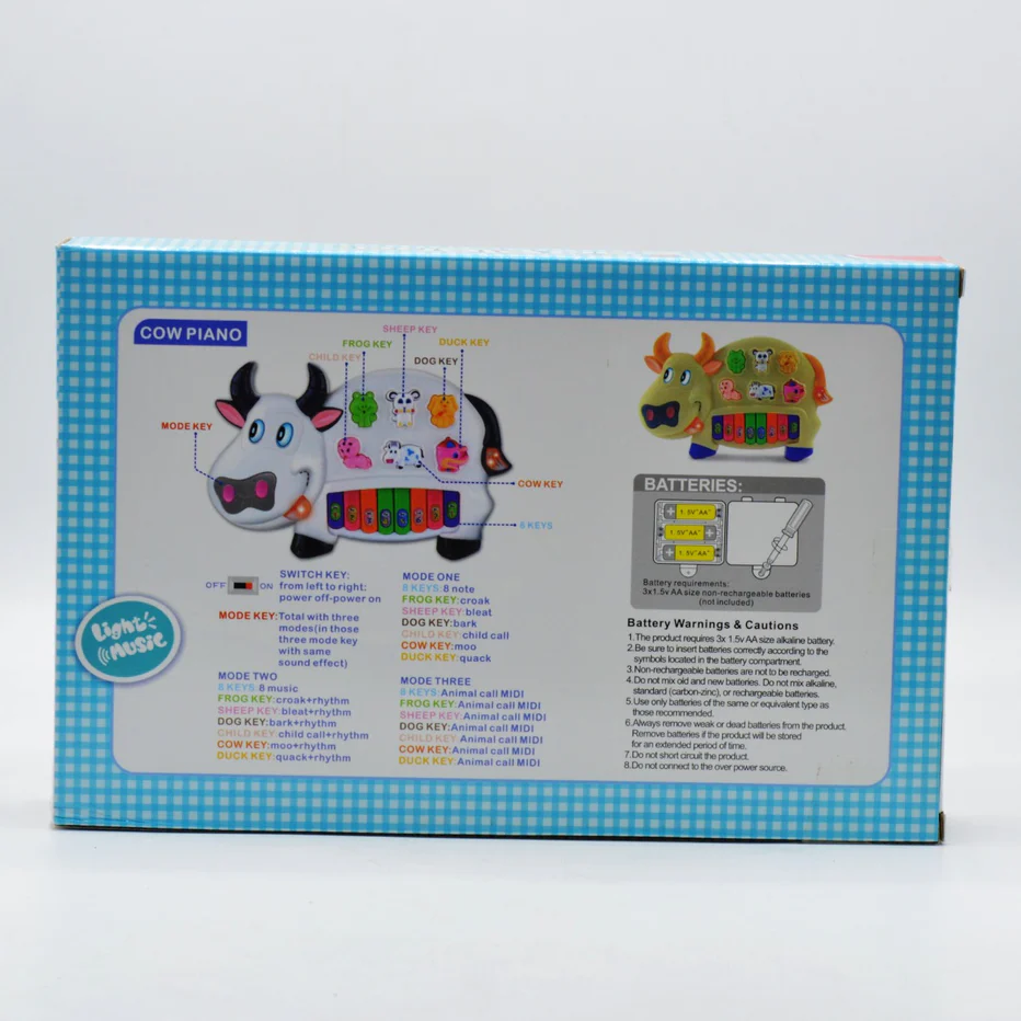 Cow Musical Piano Keyboard Toy with Electronic Learning Modes - Image 2
