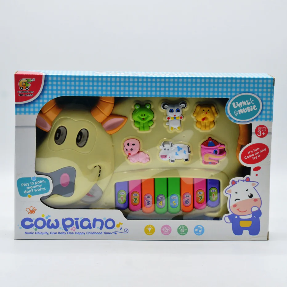 Cow Musical Piano Keyboard Toy with Electronic Learning Modes