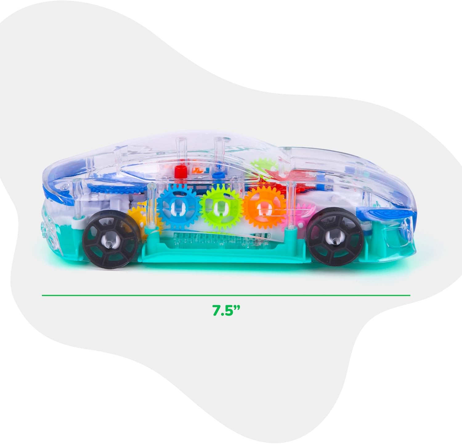 Transparent Mechanical Gear BUMP and GO Toy Car with Music and Lights - Image 5