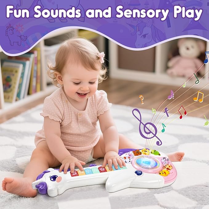 Unicorn Shape Kids Musical Learning Guitar Toy - Image 6