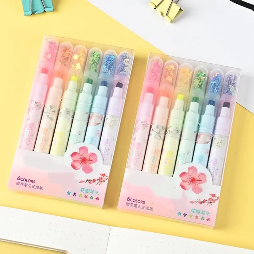 Flower Shaped Pastel Stamp Highlighters Set - Image 3