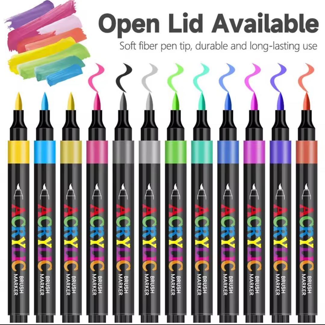 Premium Acrylic Brush Marker Pens Set