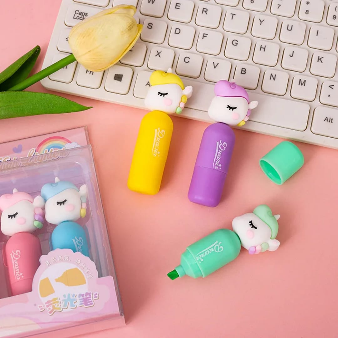 Cute Mini Unicorn Pastel Highlighters