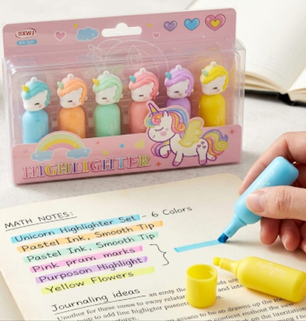 Cute Mini Unicorn Pastel Highlighters