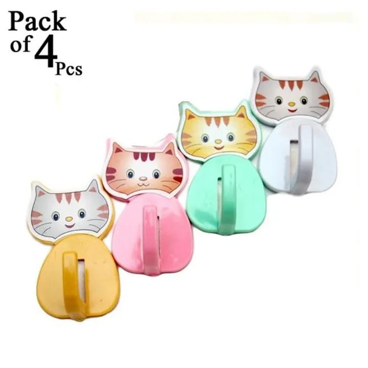 Cute Adhesive Cartoon Cat Wall Hooks Set