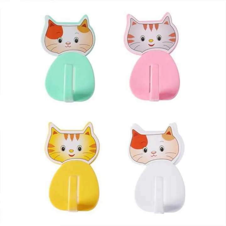 Cute Adhesive Cartoon Cat Wall Hooks Set
