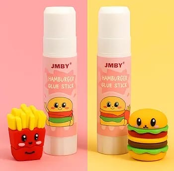 JMBY Fast Food Hamburger and Fries Novelty Glue Stick Set
