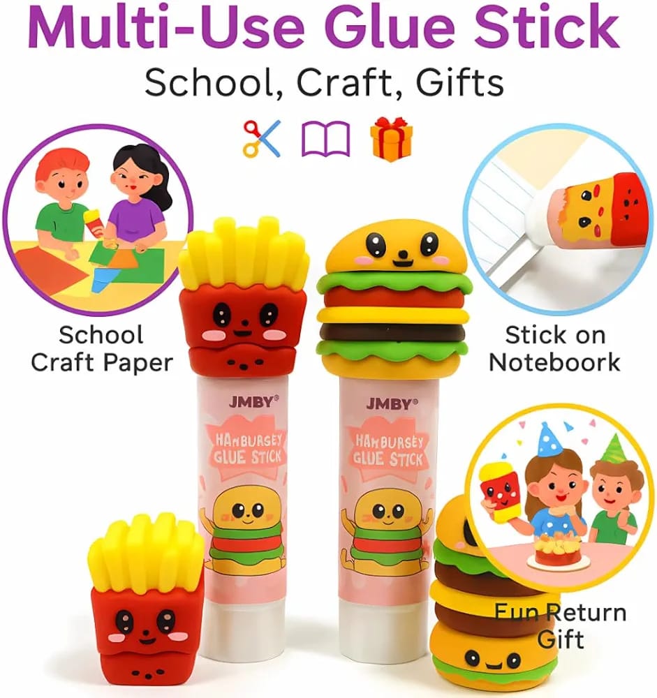 JMBY Fast Food Hamburger and Fries Novelty Glue Stick Set - Image 3