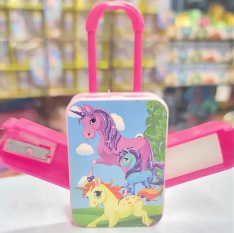 Unicorn Suitcase Pencil Sharpener + eraser
