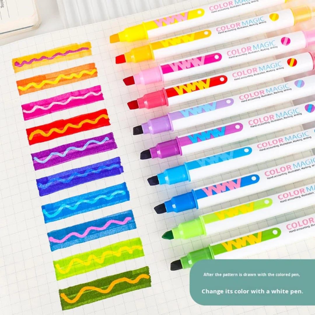 Color Changing Fluorescent Dual Sided Highlighter Pen Set - Image 4