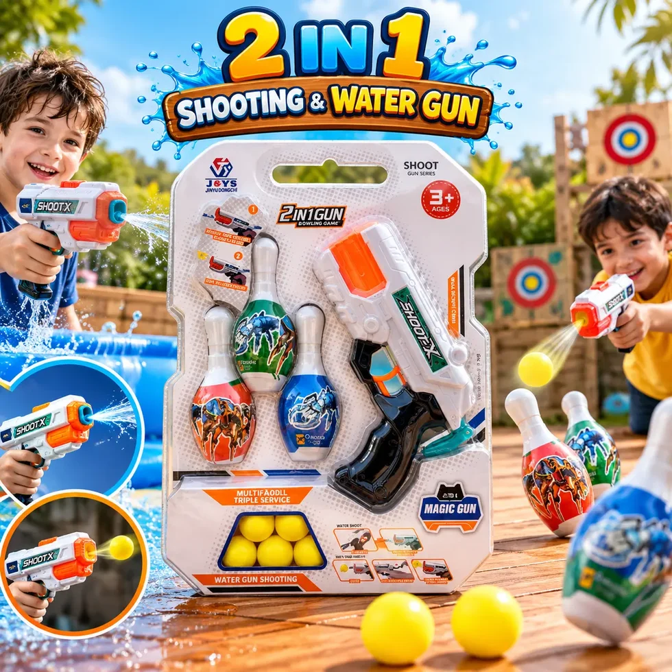 2-in-1 Shooting & Water Gun Toy Set (Outdoor Water Battle Edition)