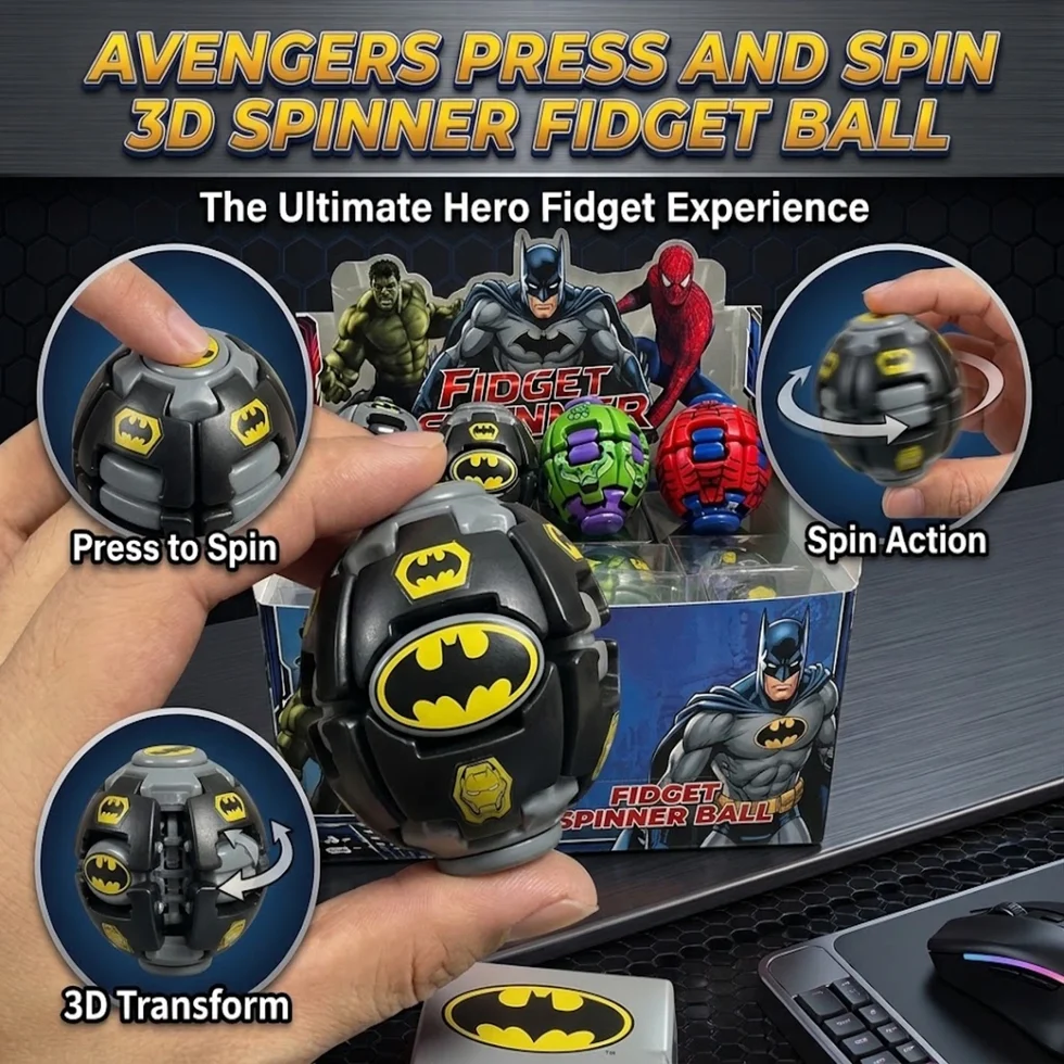 Superhero Press & Spin 3D Spinning Fidget Ball