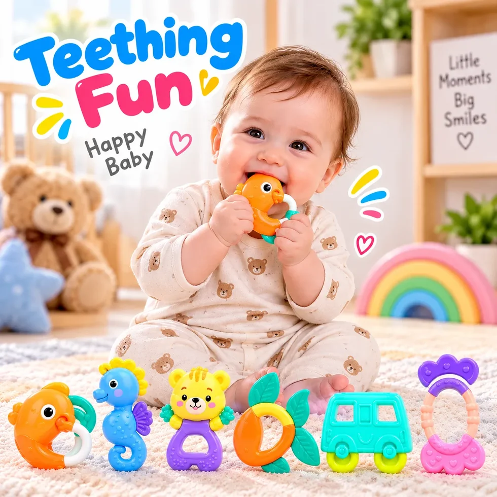 Baby Sensory Teething Toy & Rattle Set