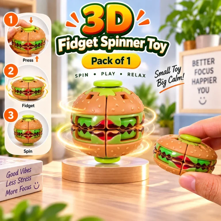Burger 3D Printed Press Fidget Spinner Toy Ball