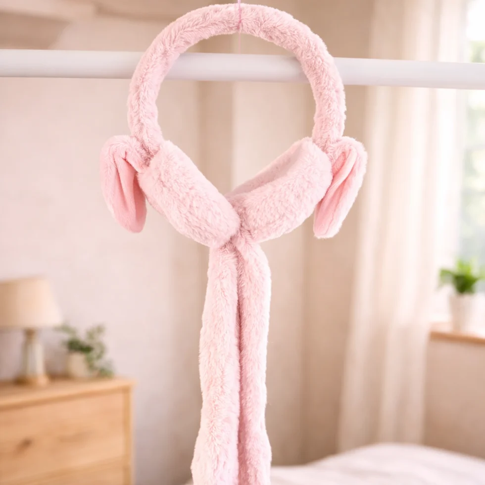 Bunny Moving Ear Plush Earmuffs