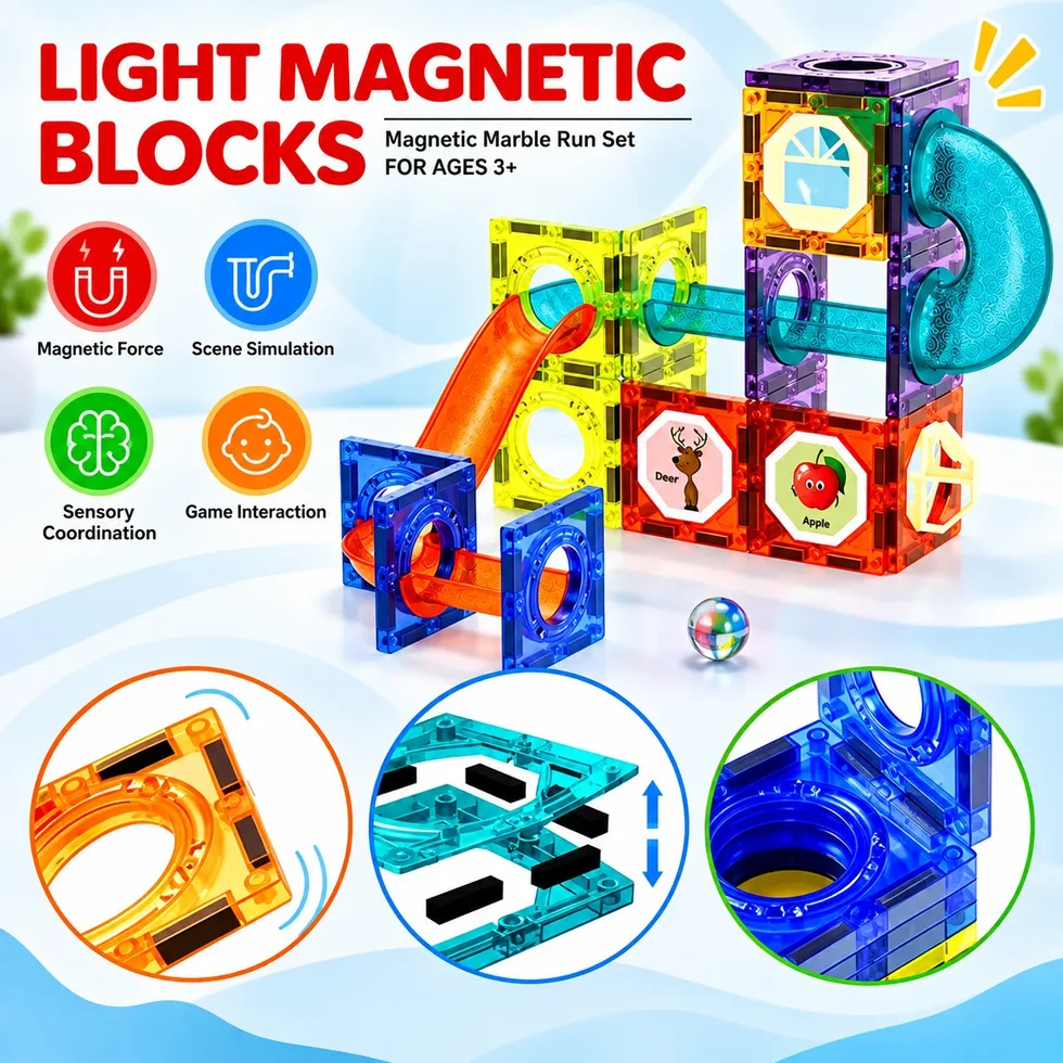 Lighting Castle 76-Piece Magnetic Building Blocks Set