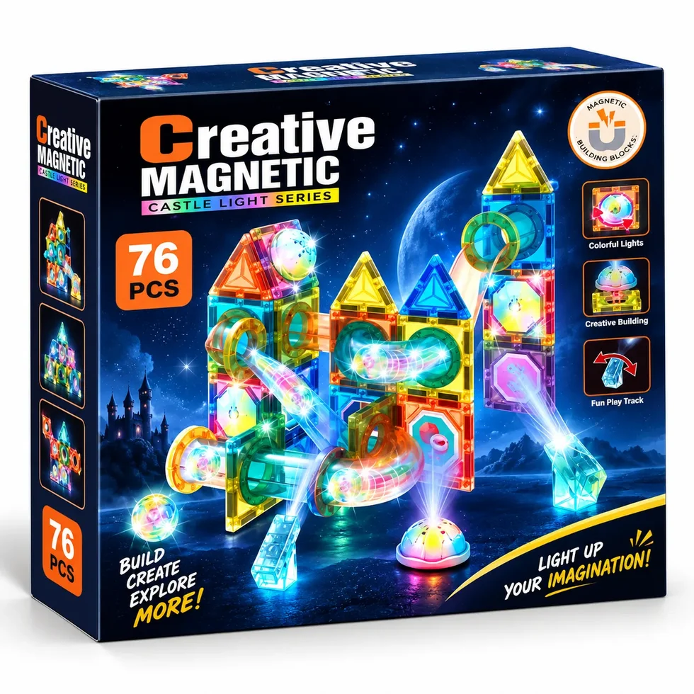 Lighting Castle 76-Piece Magnetic Building Blocks Set