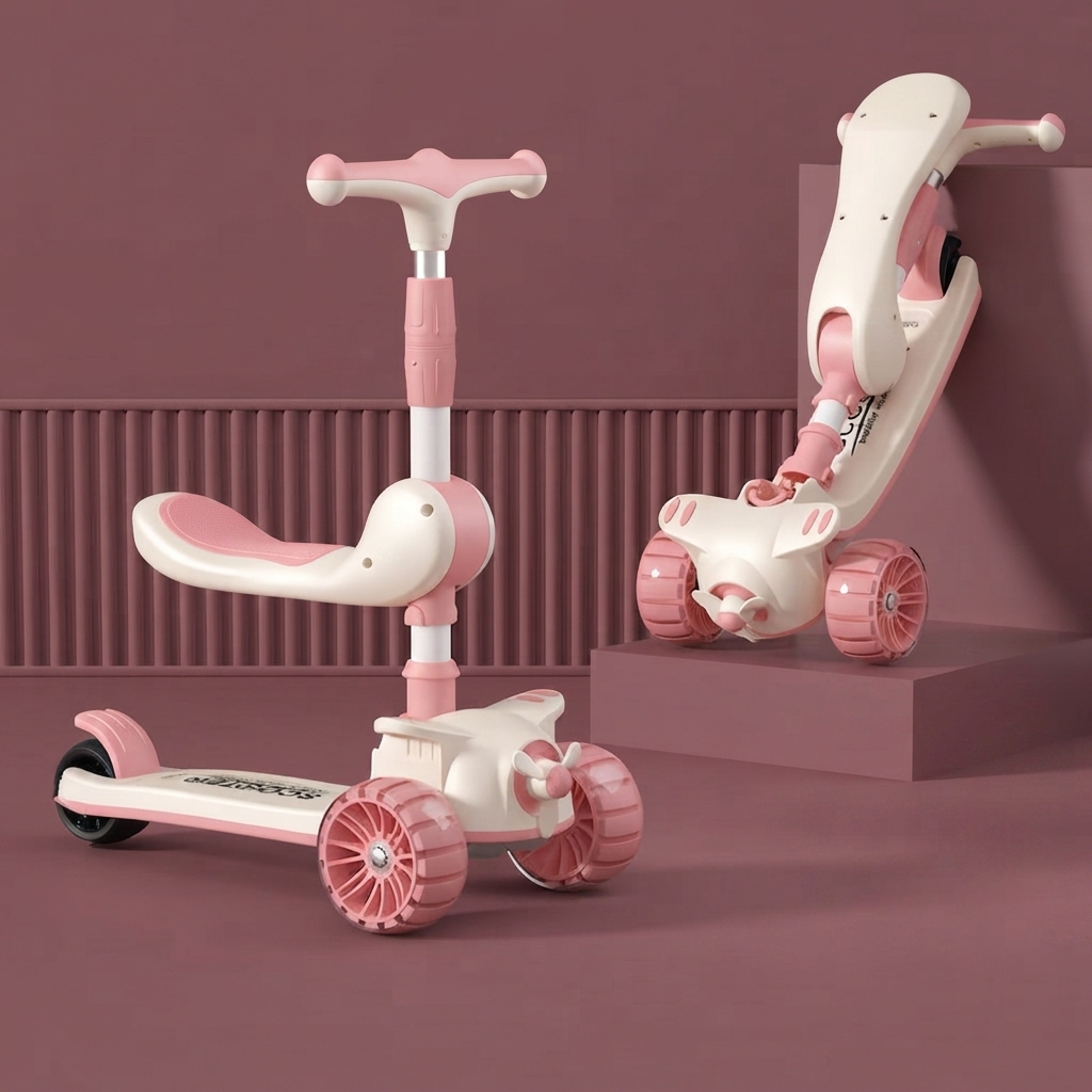 Versatile Kids Riding Scooter with LED Light & Music