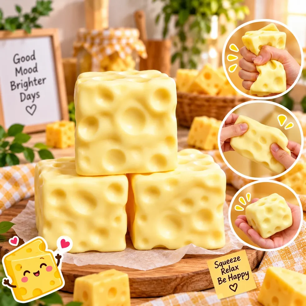 Cheese Cube Squishy Stress Relief Toy