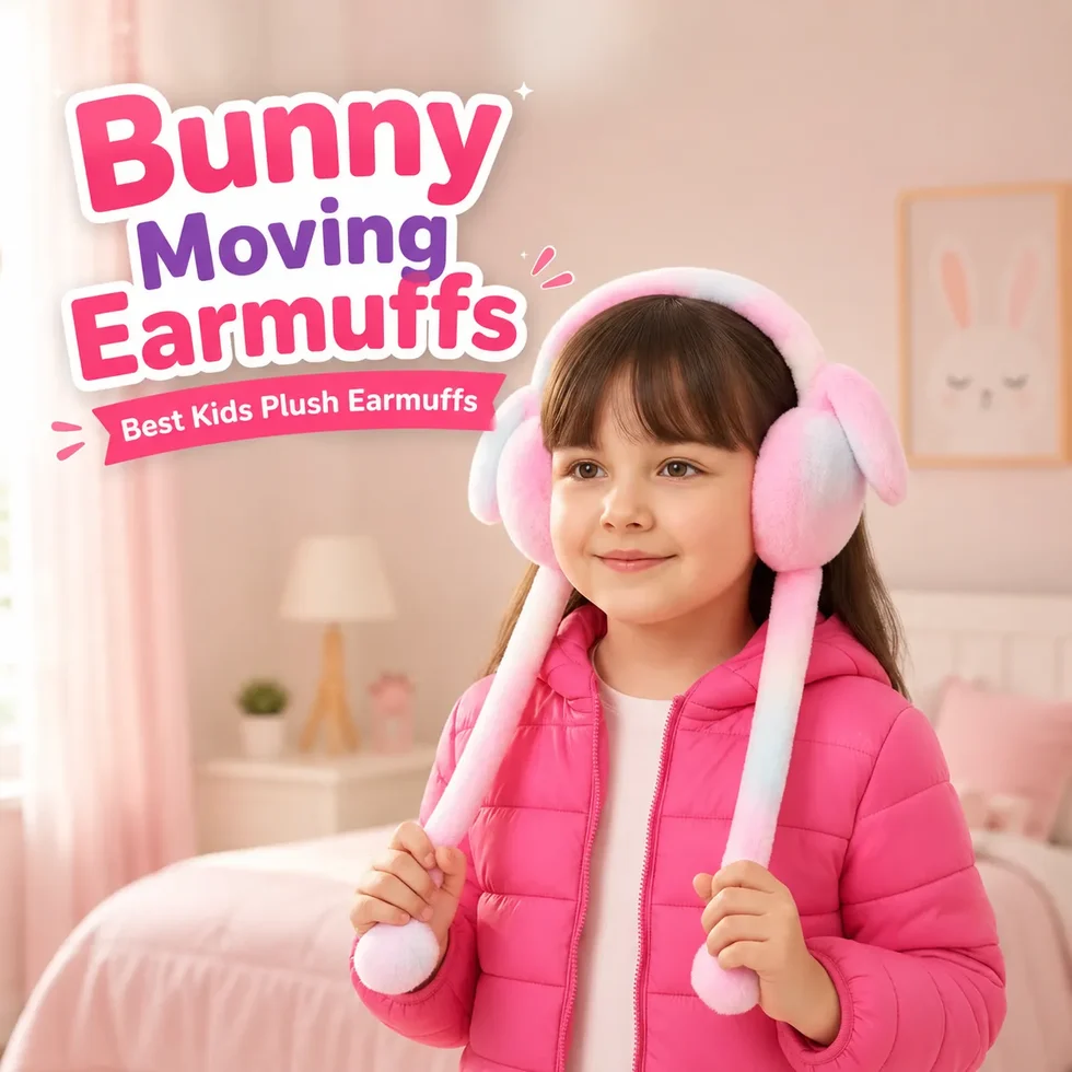 Bunny Moving Ear Plush Earmuffs
