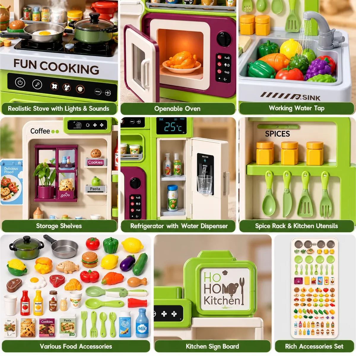 Large Size Kids Kitchen Cooking Playset