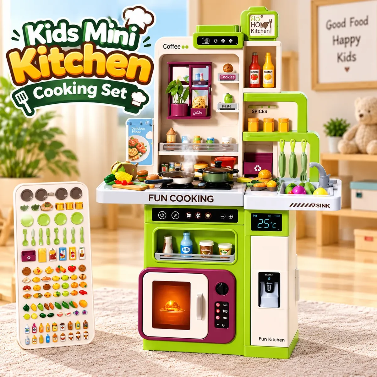 Large Size Kids Kitchen Cooking Playset