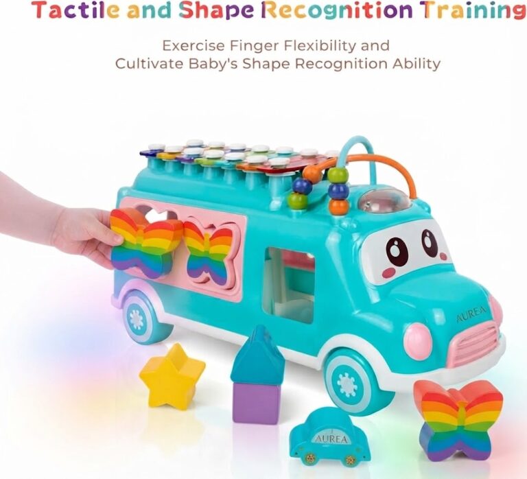 🌈 Colorful Multi-Activity Shape Sorting & Xylophone Bus Toy