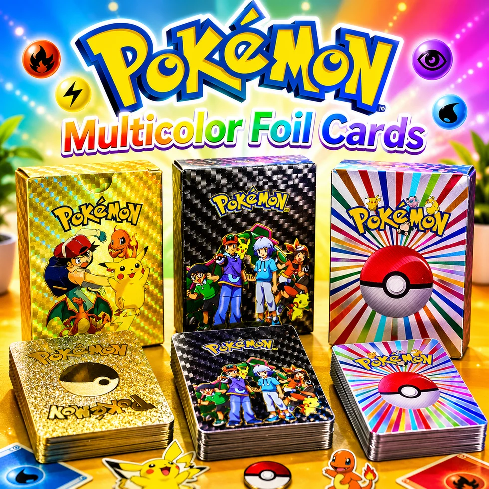 Pokemon Multicolor Foil Trading Cards Set