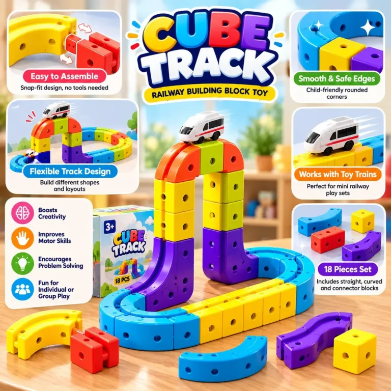 🚂 Cube Track Railway Building Block Toy Set (18 Pcs) | DIY Flexible Track & Train Play Set 🌈
