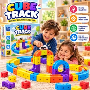🚂 Cube Track Railway Building Block Toy Set (18 Pcs) | DIY Flexible Track & Train Play Set 🌈