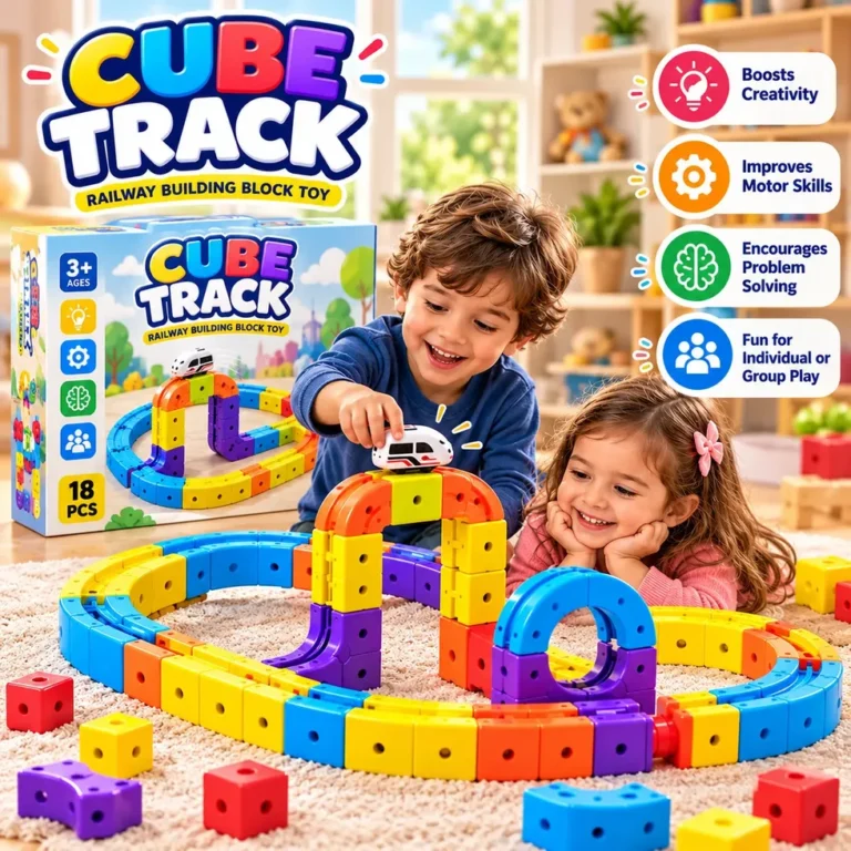 🚂 Cube Track Railway Building Block Toy Set (18 Pcs) | DIY Flexible Track & Train Play Set 🌈