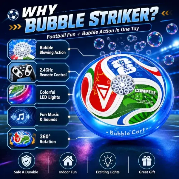 ⚽ Bubble Striker R/C Soccer Hover Car | 2.4GHz Remote Control Toy with Auto Bubbles & LED Lights 🫧