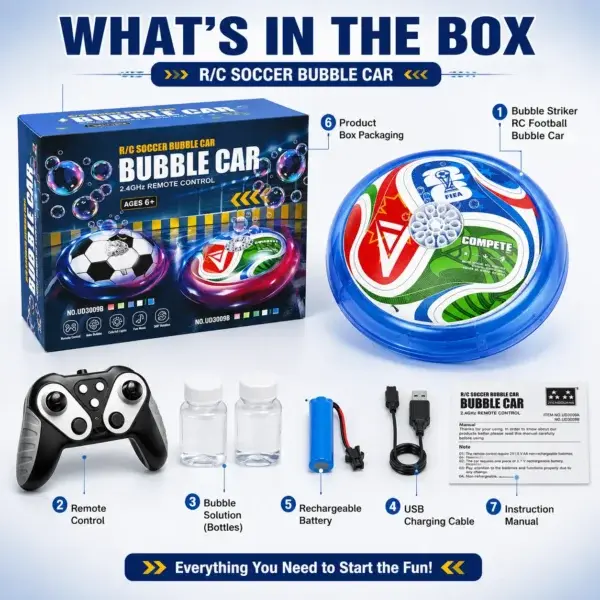 ⚽ Bubble Striker R/C Soccer Hover Car | 2.4GHz Remote Control Toy with Auto Bubbles & LED Lights 🫧